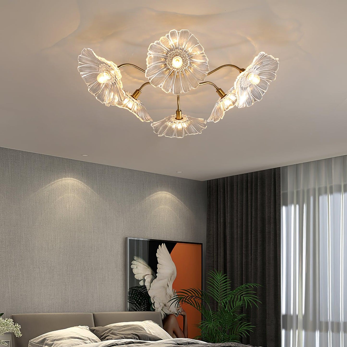 Flush Mount Ceiling Light | Leaf-Shaped Frosted Glass with Soft LED Illumination 9