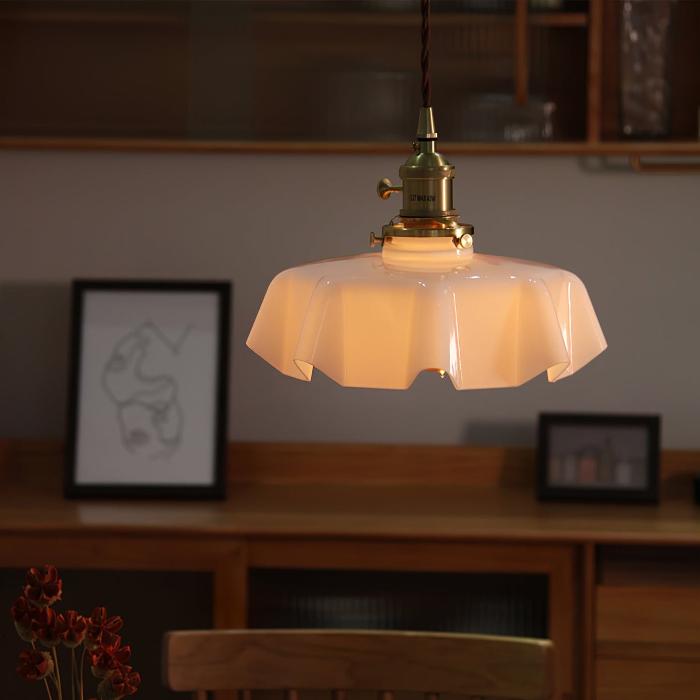 Vintage Pendant Light | Elegant Pleated Ceramic Shade for Kitchen Lighting 4