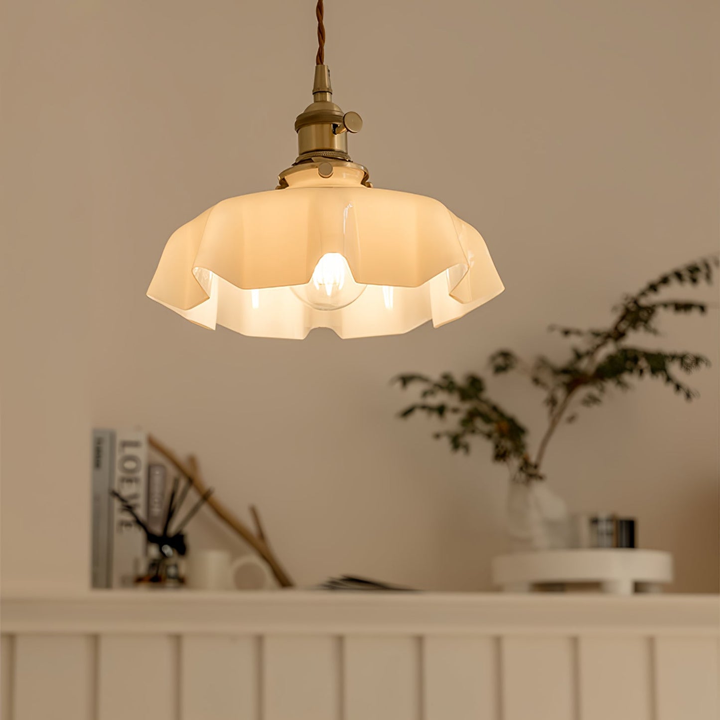 Vintage Pendant Light | Elegant Pleated Ceramic Shade for Kitchen Lighting 5