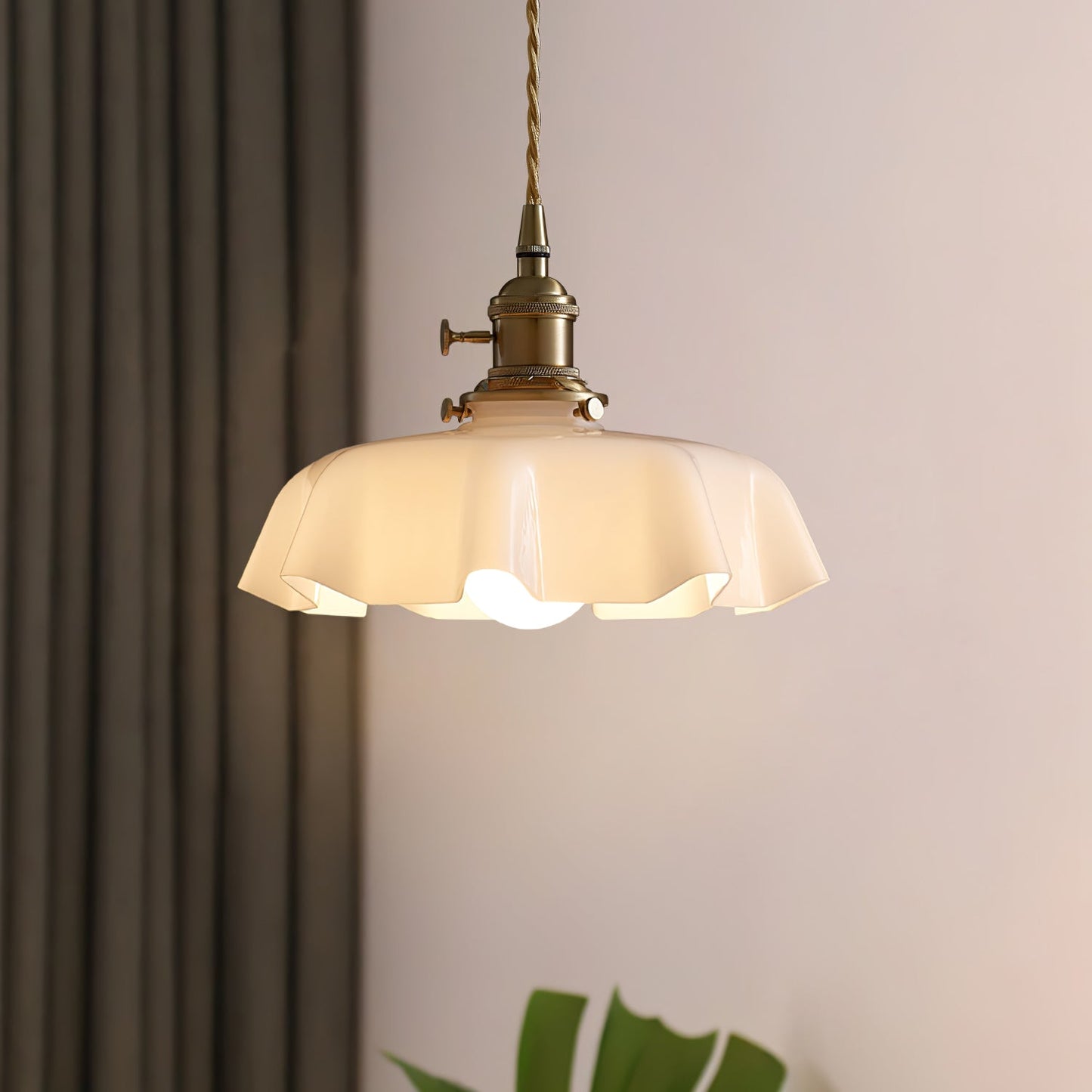 Vintage Pendant Light | Elegant Pleated Ceramic Shade for Kitchen Lighting 8
