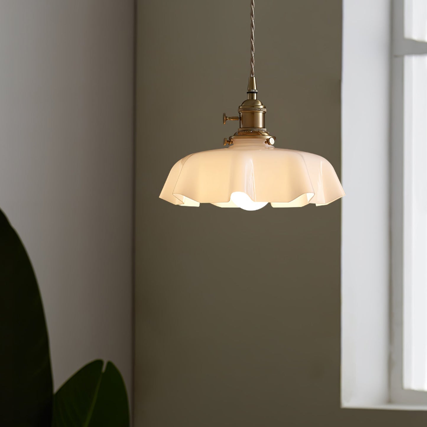 Vintage Pendant Light | Elegant Pleated Ceramic Shade for Kitchen Lighting 9