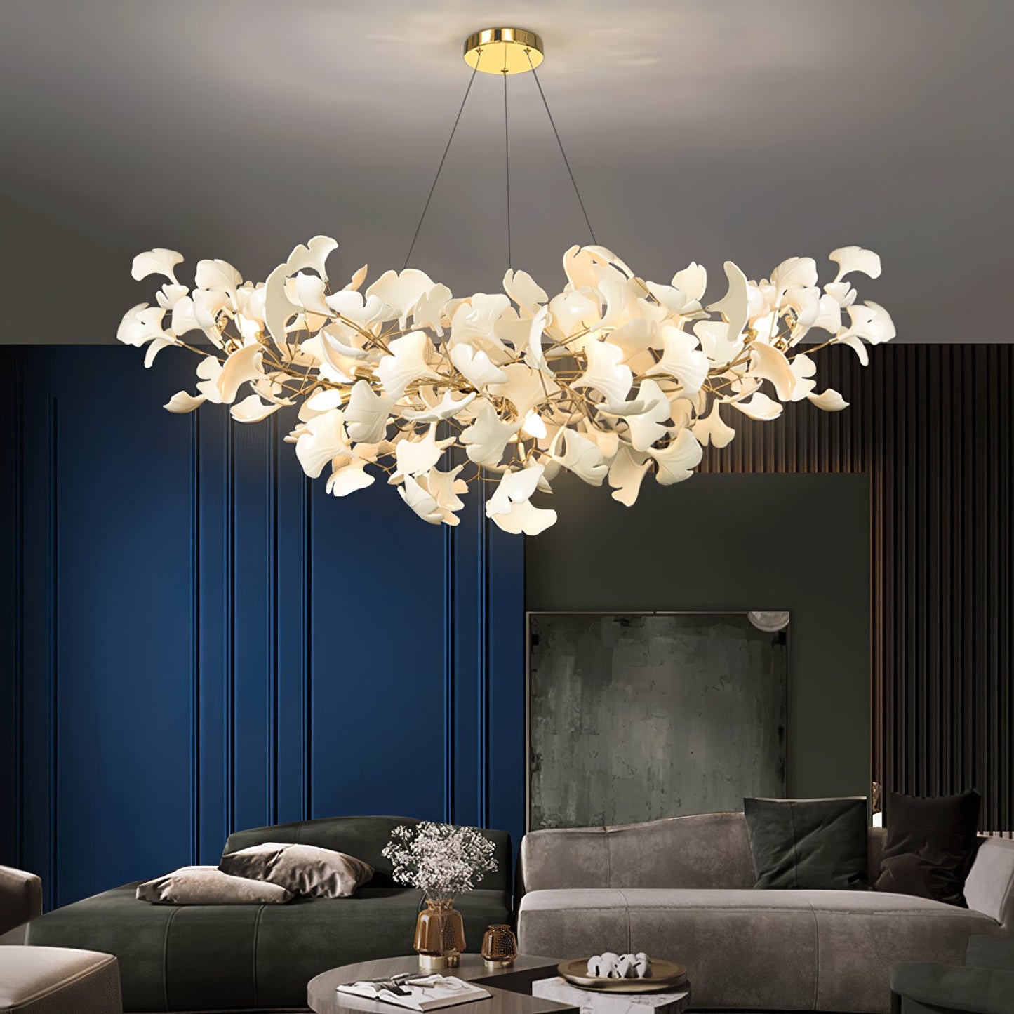 Ginkgo Chandelier | Handcrafted Ceramic Petals for Modern Dining Room 5