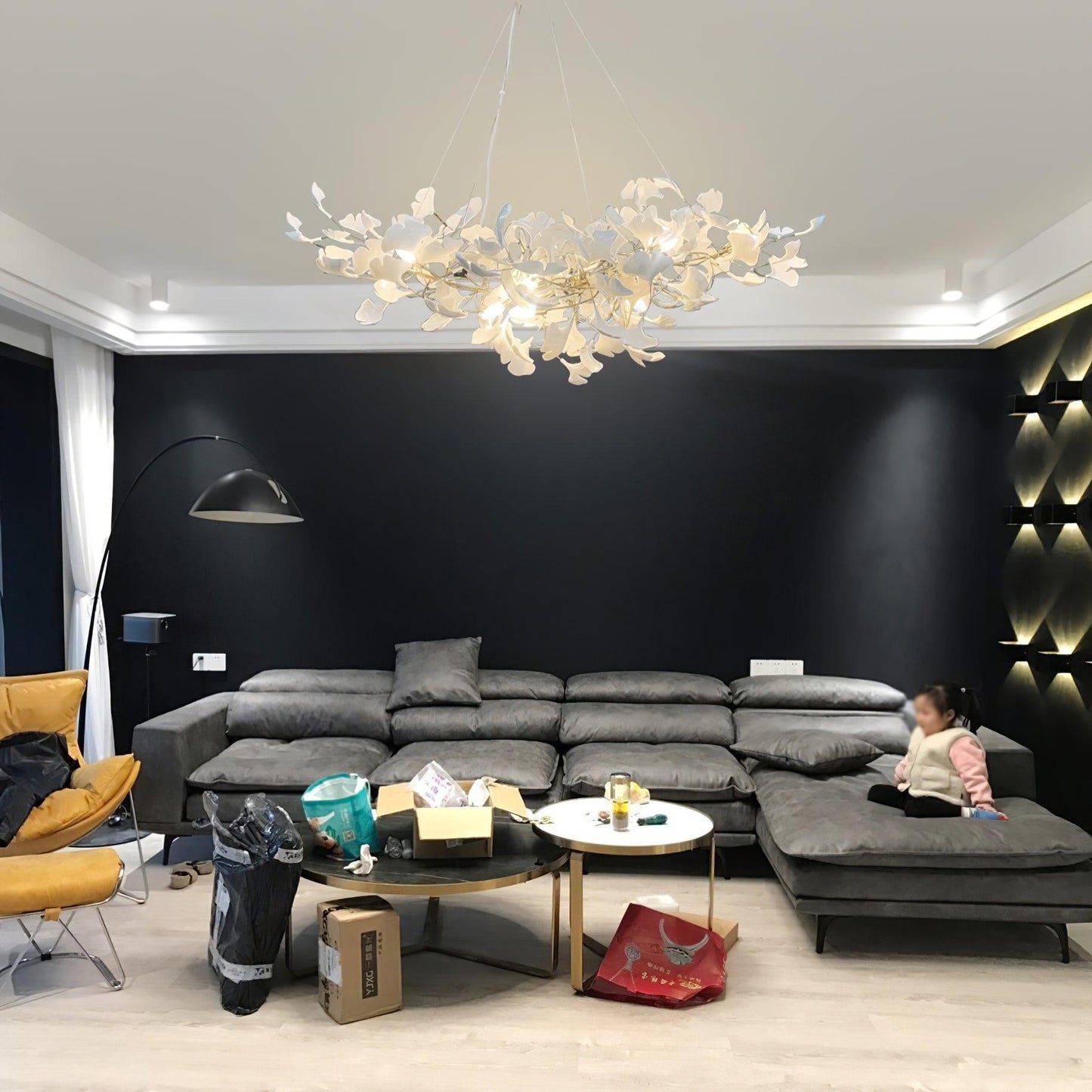 Ginkgo Chandelier | Handcrafted Ceramic Petals for Modern Dining Room 9