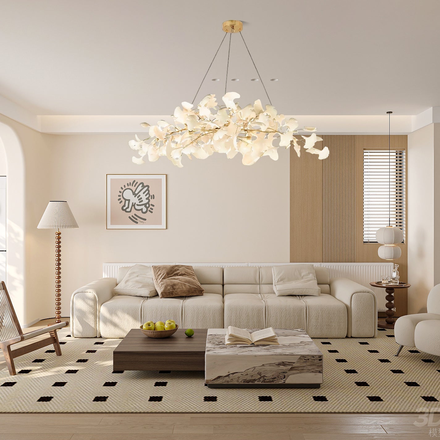 Ginkgo Chandelier | Handcrafted Ceramic Petals for Modern Dining Room Lighting 8
