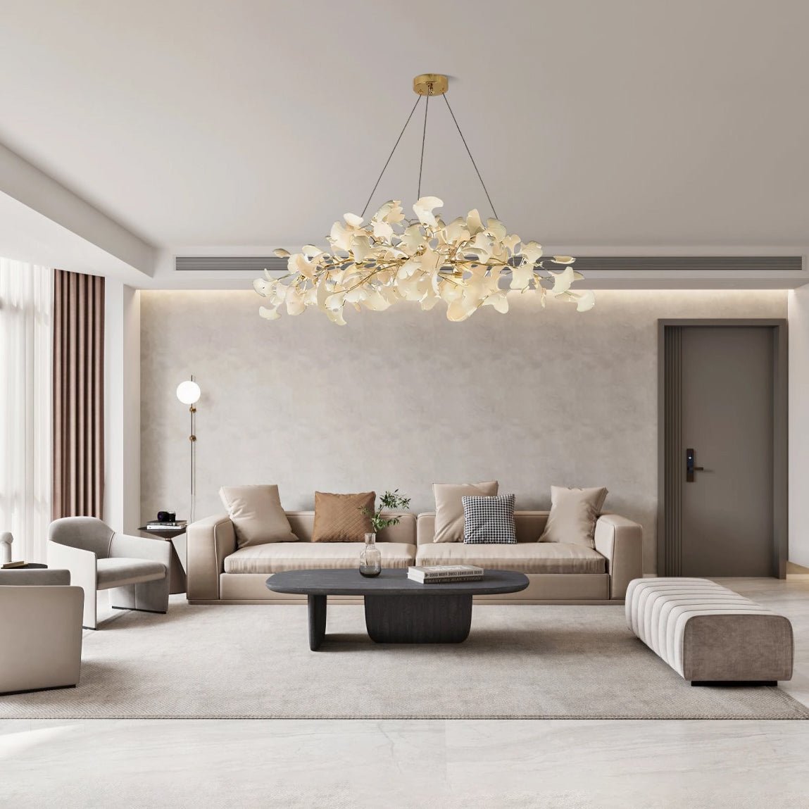 Ginkgo Chandelier | Handcrafted Ceramic Petals for Modern Dining Room Lighting 9