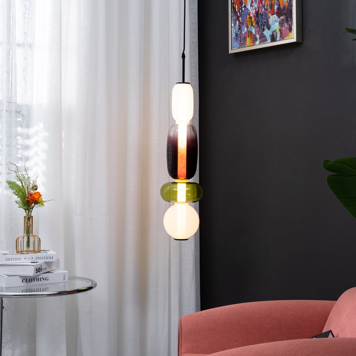 Glass Pendant Light | Dimmable Tinted Design for Versatile Spaces 3