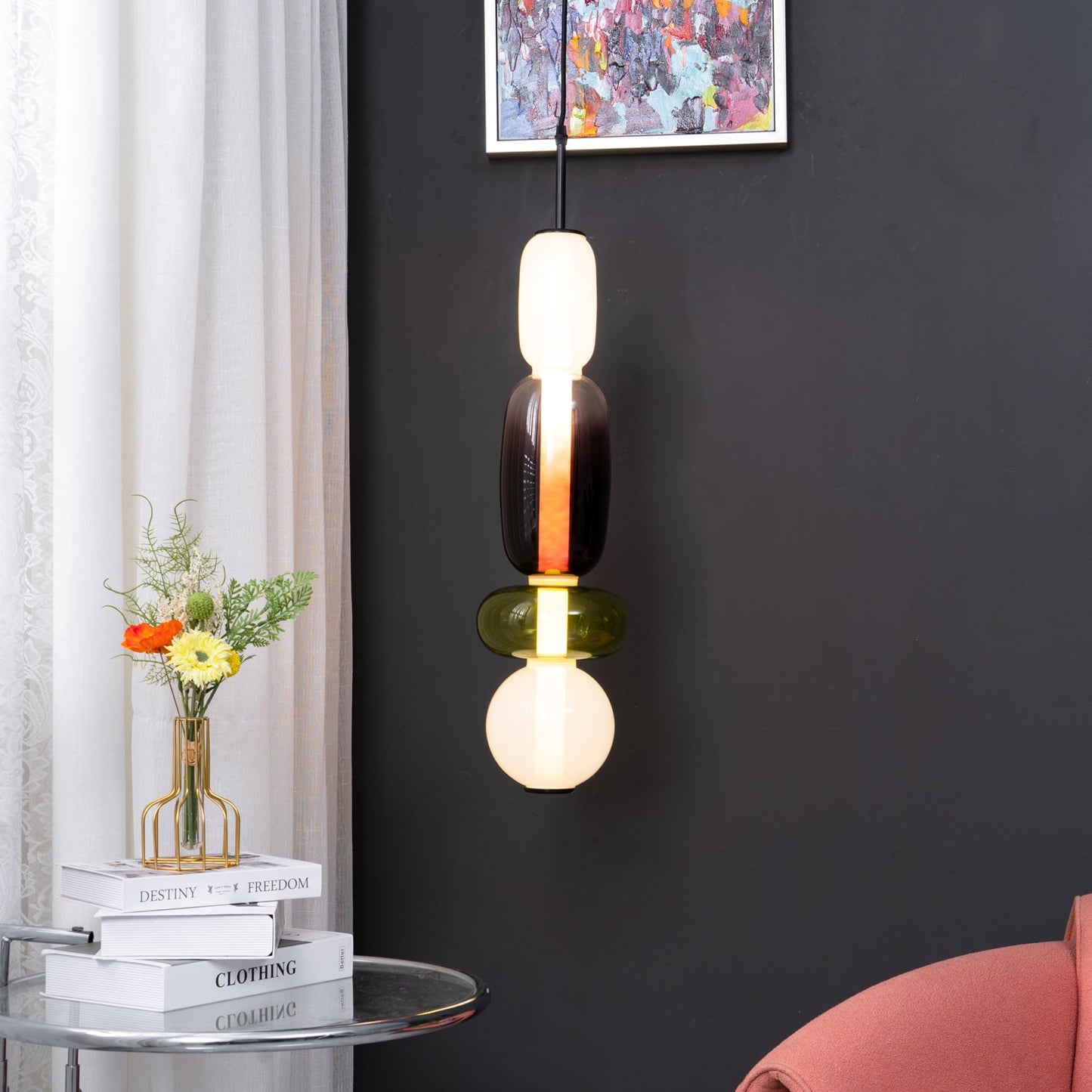 Glass Pendant Light | Dimmable Tinted Design for Versatile Spaces 4