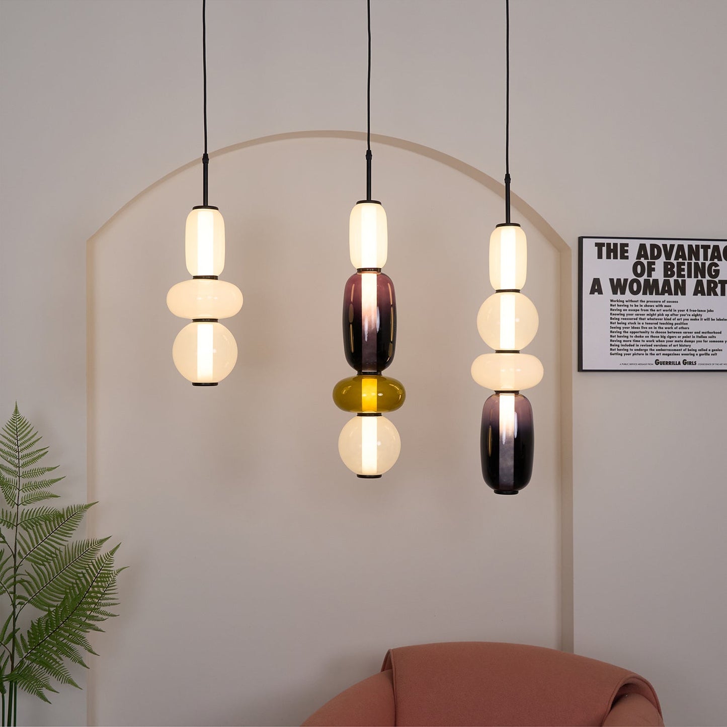 Glass Pendant Light | Dimmable Tinted Design for Versatile Spaces 5