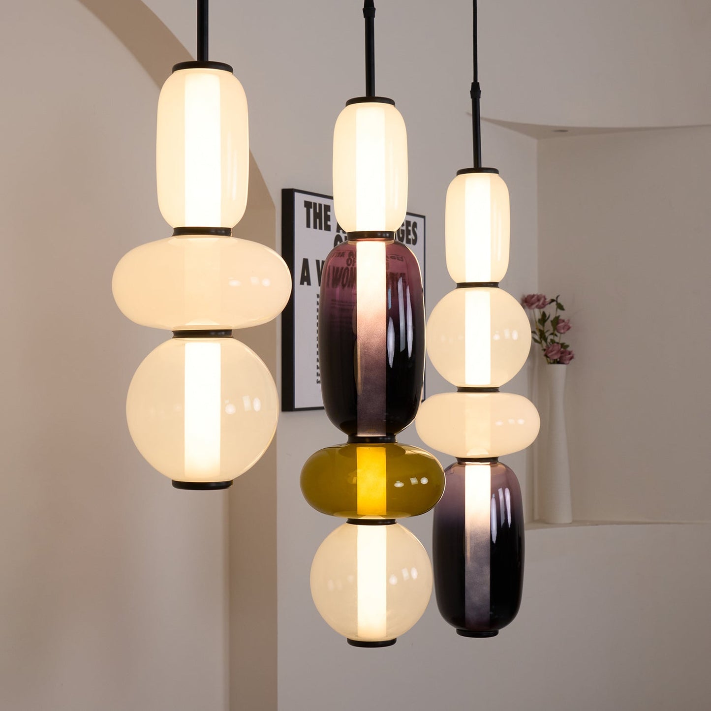 Glass Pendant Light | Dimmable Tinted Design for Versatile Spaces 6