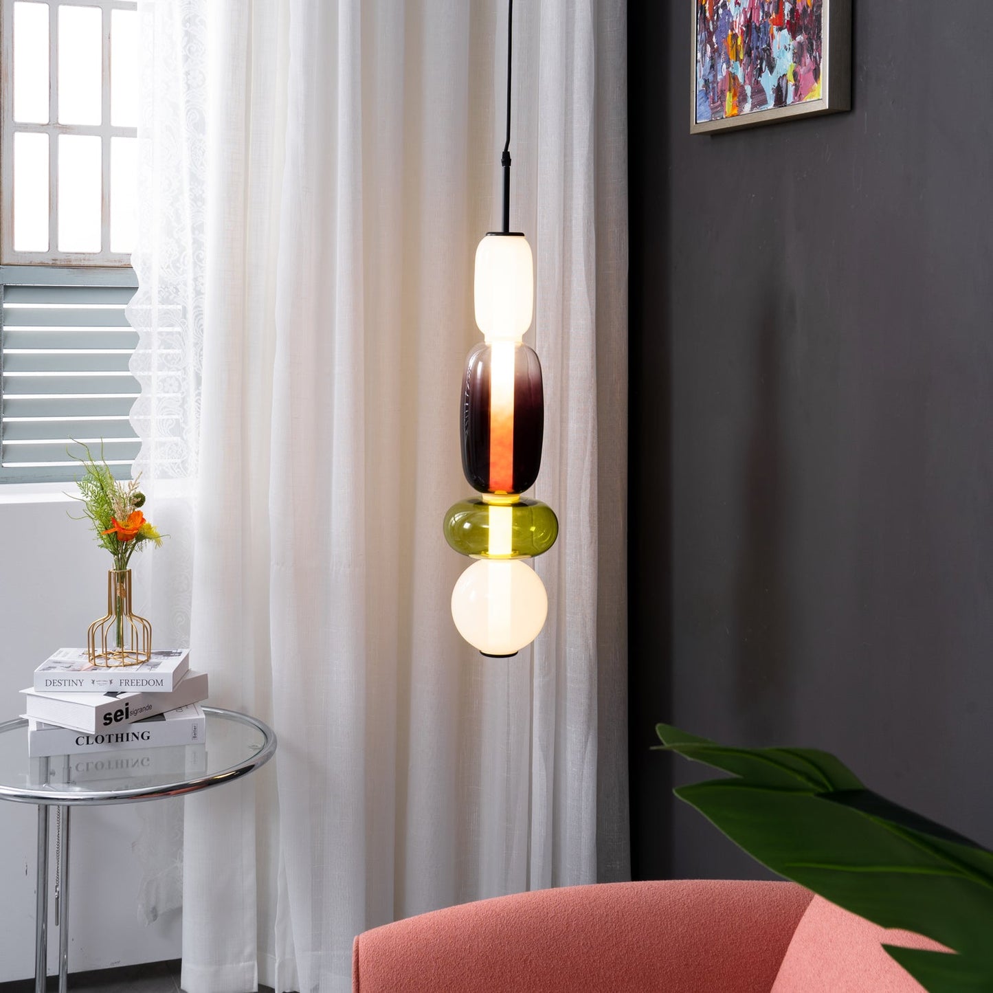 Glass Pendant Light | Dimmable Tinted Design for Versatile Spaces 9