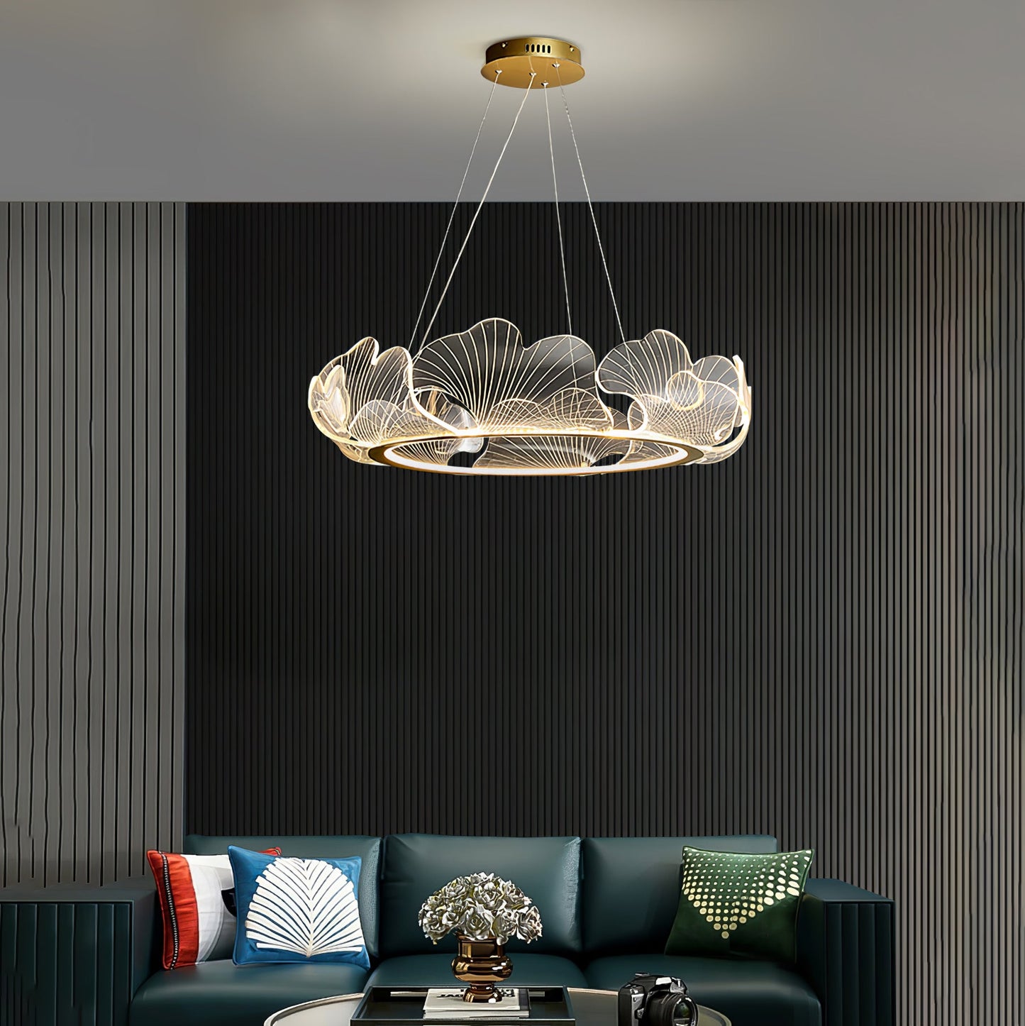 Sea Chandelier | Elegant Leaf Design with Dimmable LED Lighting 4