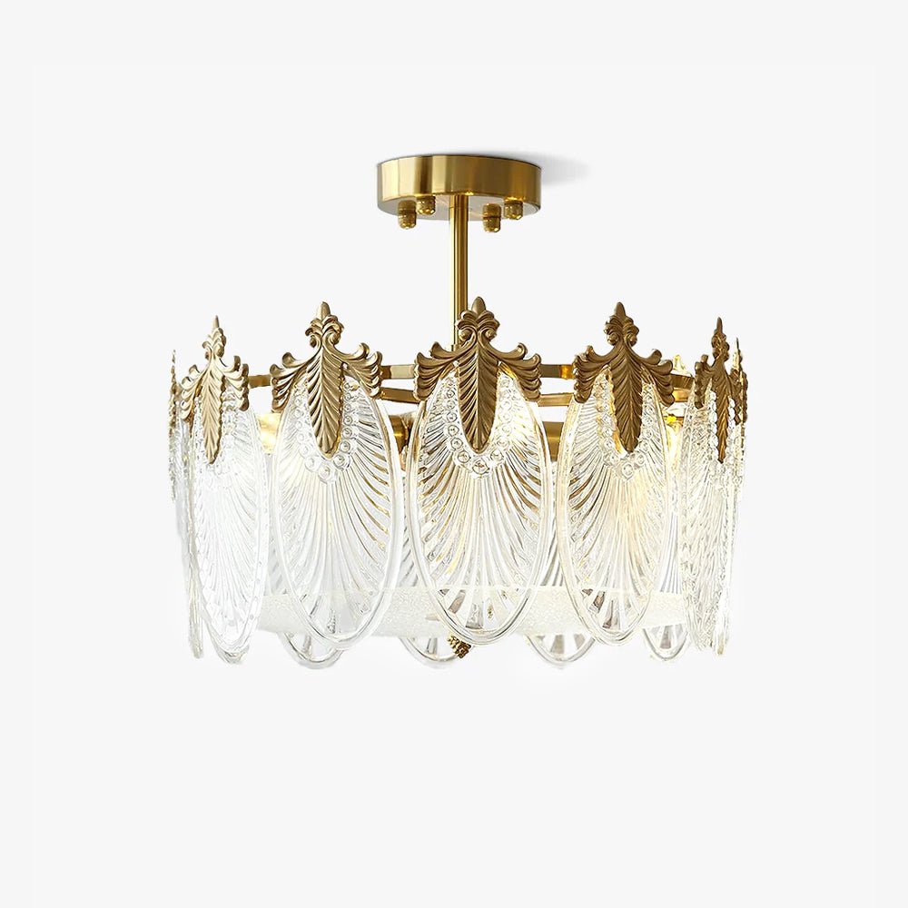 Round Glass Chandelier | Hand-formed Petals with Elegant Gold Finish 2