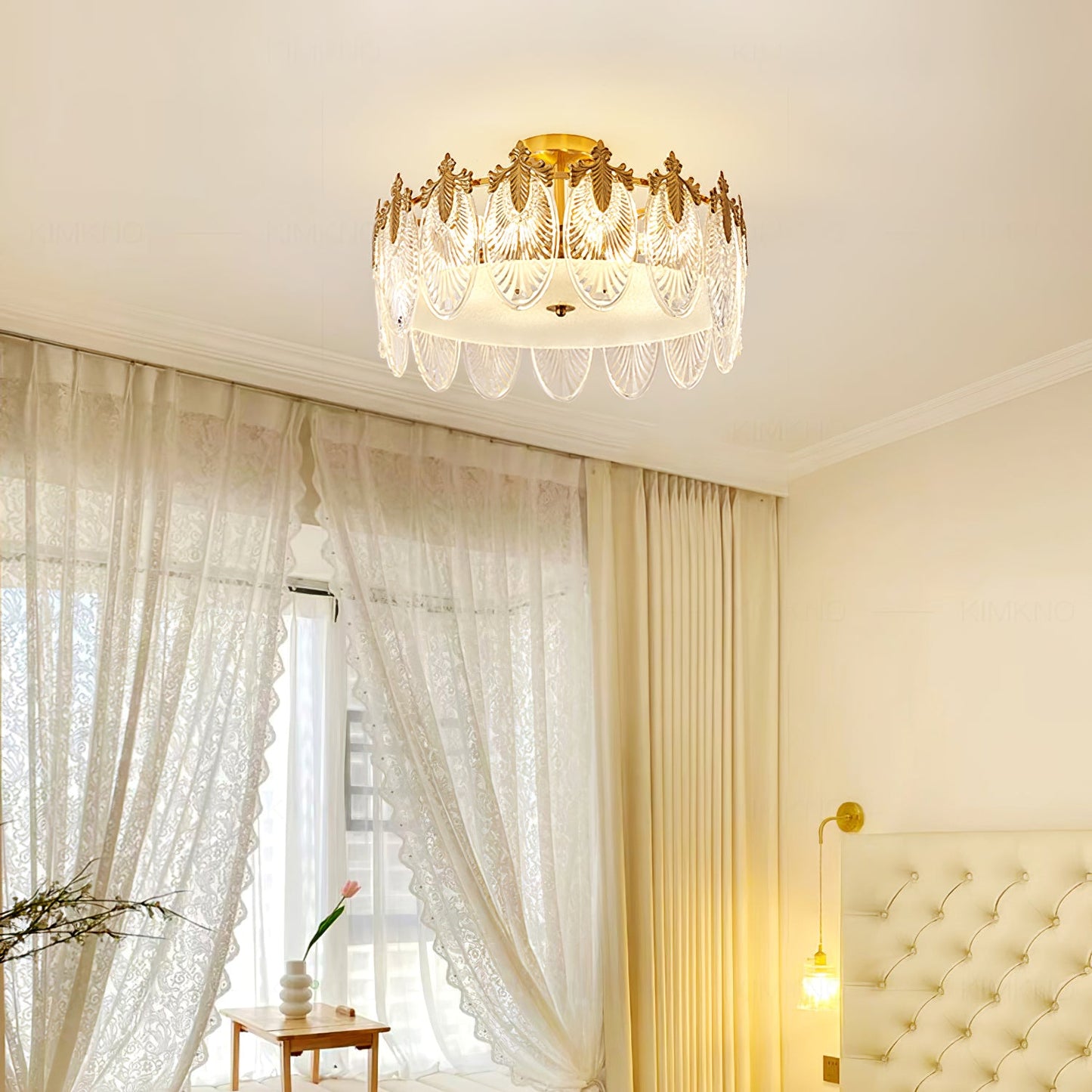 Round Glass Chandelier | Hand-formed Petals with Elegant Gold Finish 3