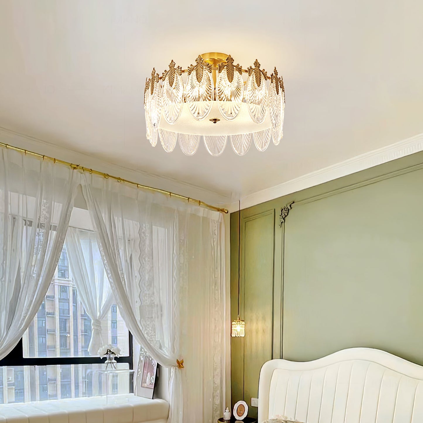 Round Glass Chandelier | Hand-formed Petals with Elegant Gold Finish 4