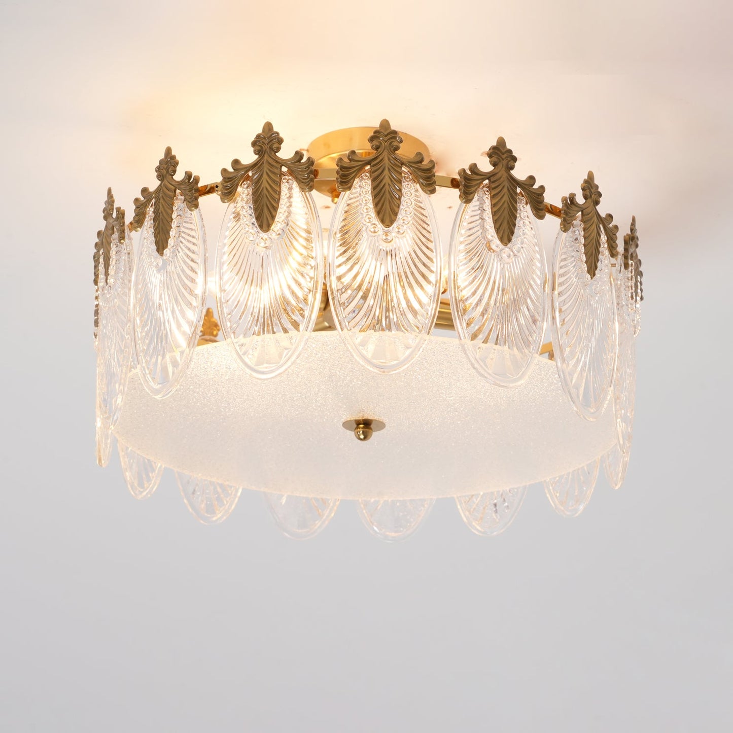 Round Glass Chandelier | Hand-formed Petals with Elegant Gold Finish 5