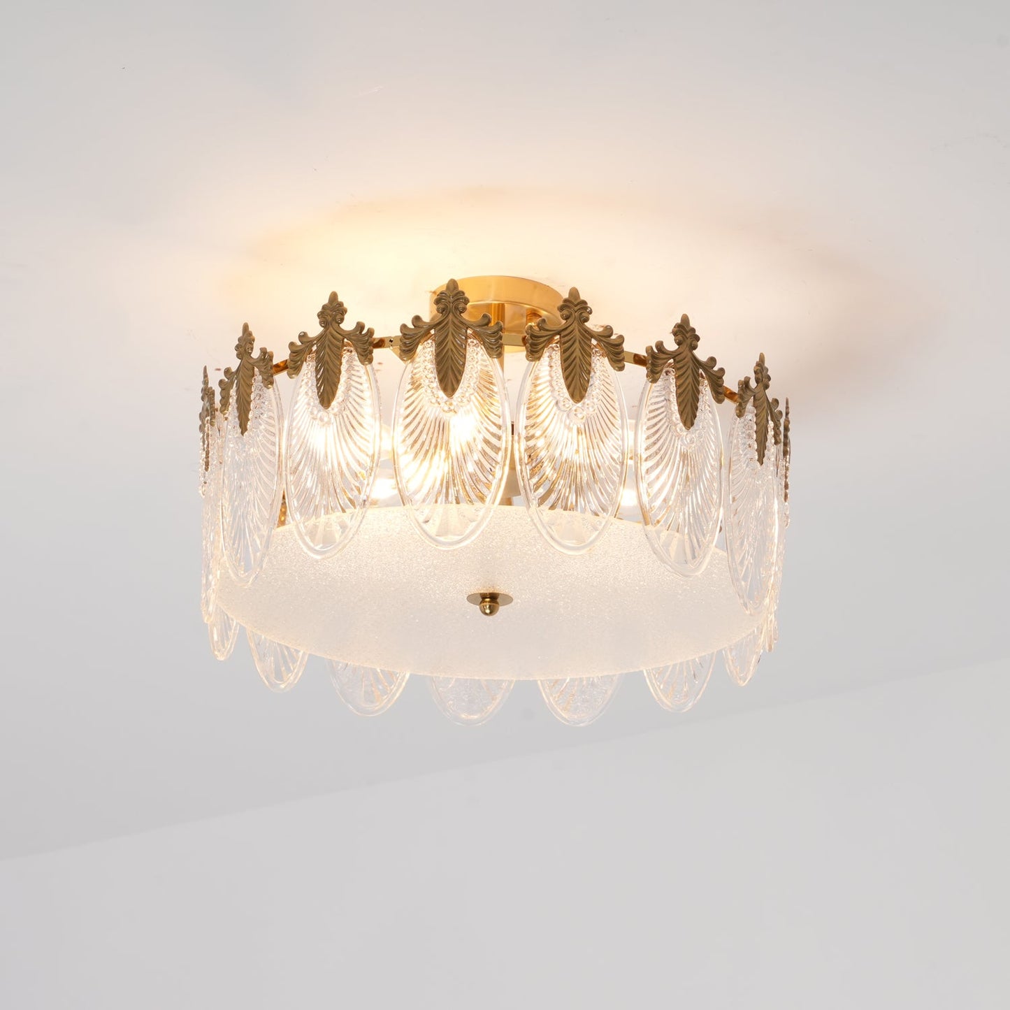 Round Glass Chandelier | Hand-formed Petals with Elegant Gold Finish 6