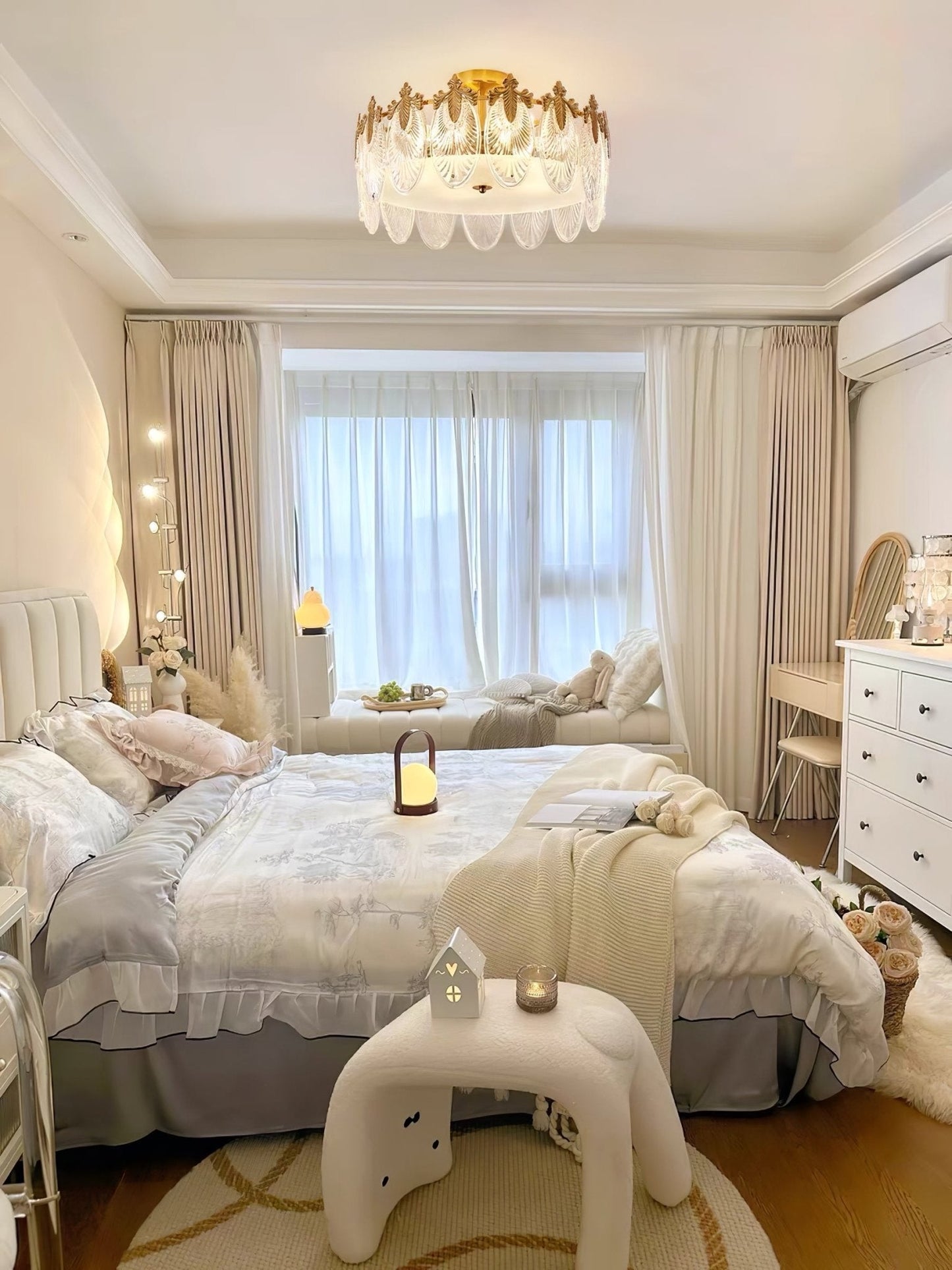 Round Glass Chandelier | Hand-formed Petals with Elegant Gold Finish 8