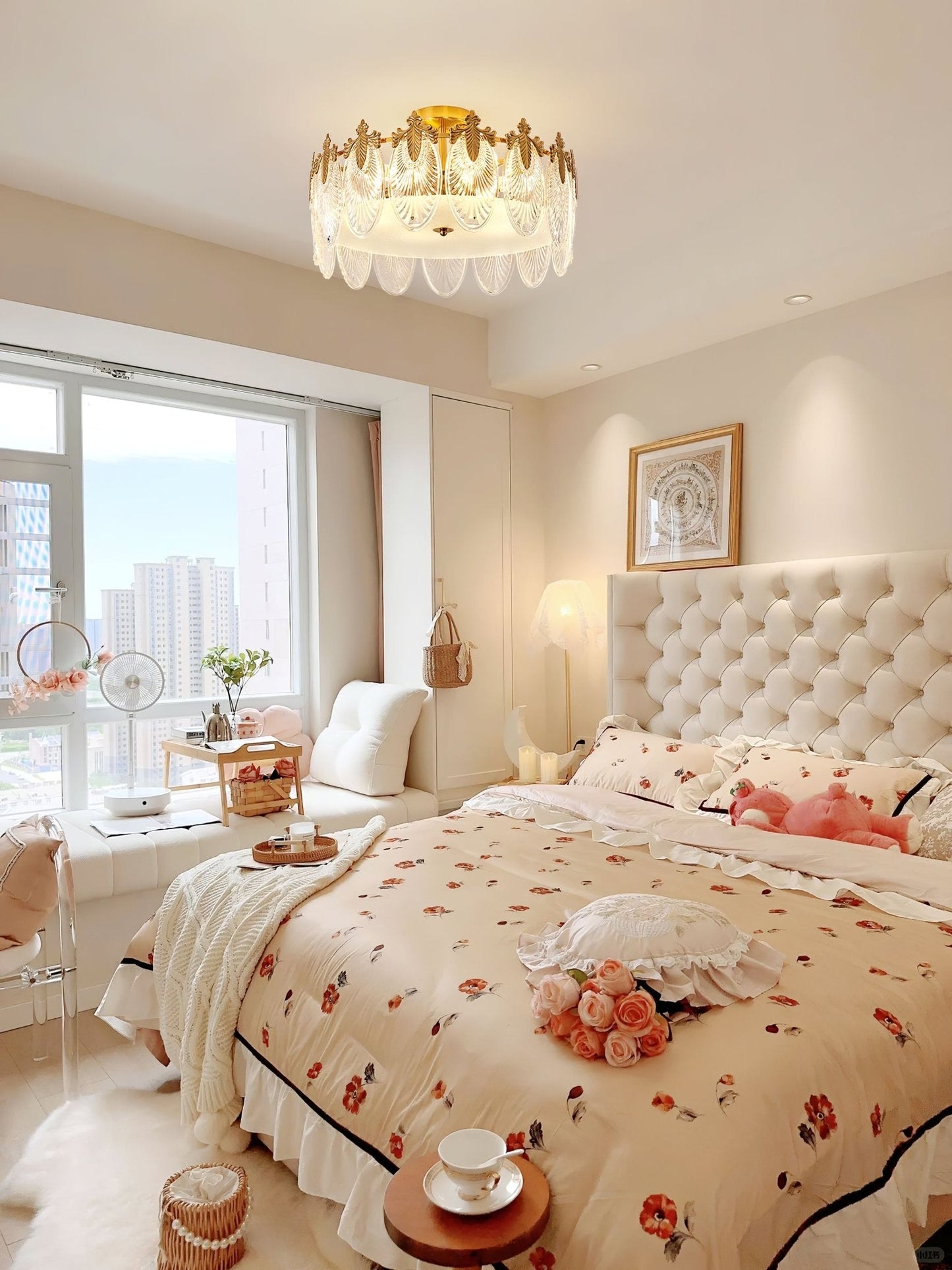 Round Glass Chandelier | Hand-formed Petals with Elegant Gold Finish 9