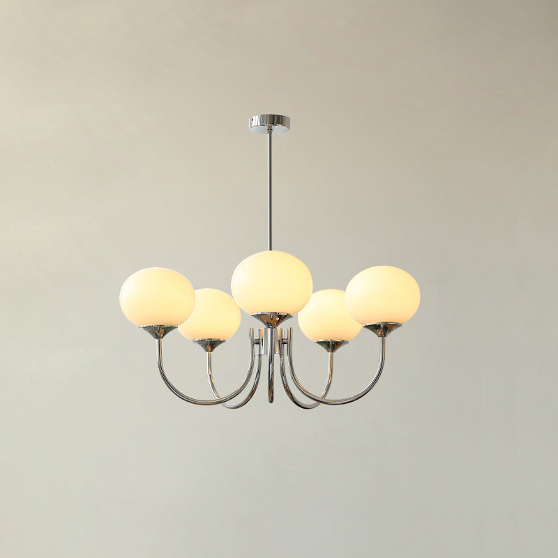 Modern Chandelier | Gold Finish with Pink Glass Shades for Dining Room 11