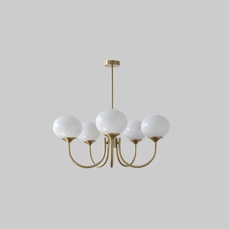 Modern Chandelier | Gold Finish with Pink Glass Shades for Dining Room 14