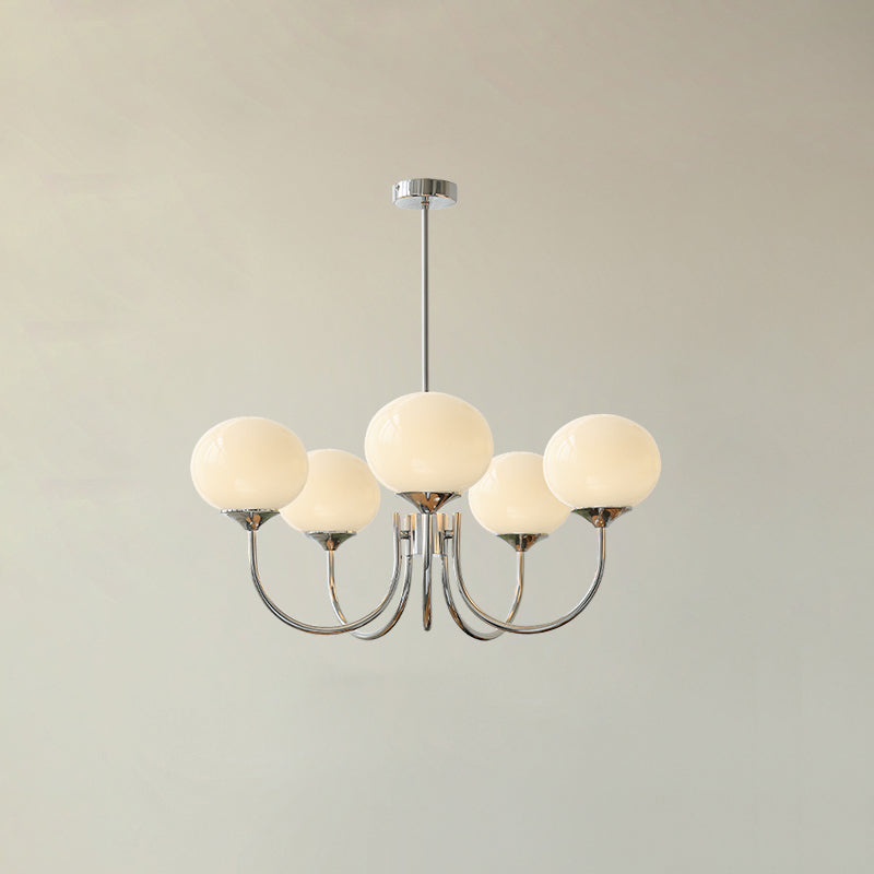 Modern Chandelier | Gold Finish with Pink Glass Shades for Dining Room 10