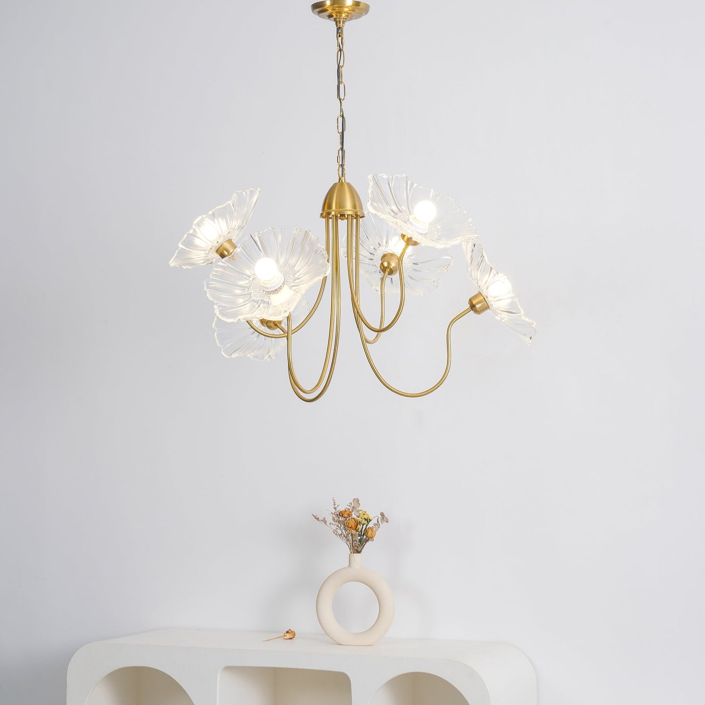 Leaf-Shaped Glass Chandelier | Elegant Frosted Design for Dining Rooms 4