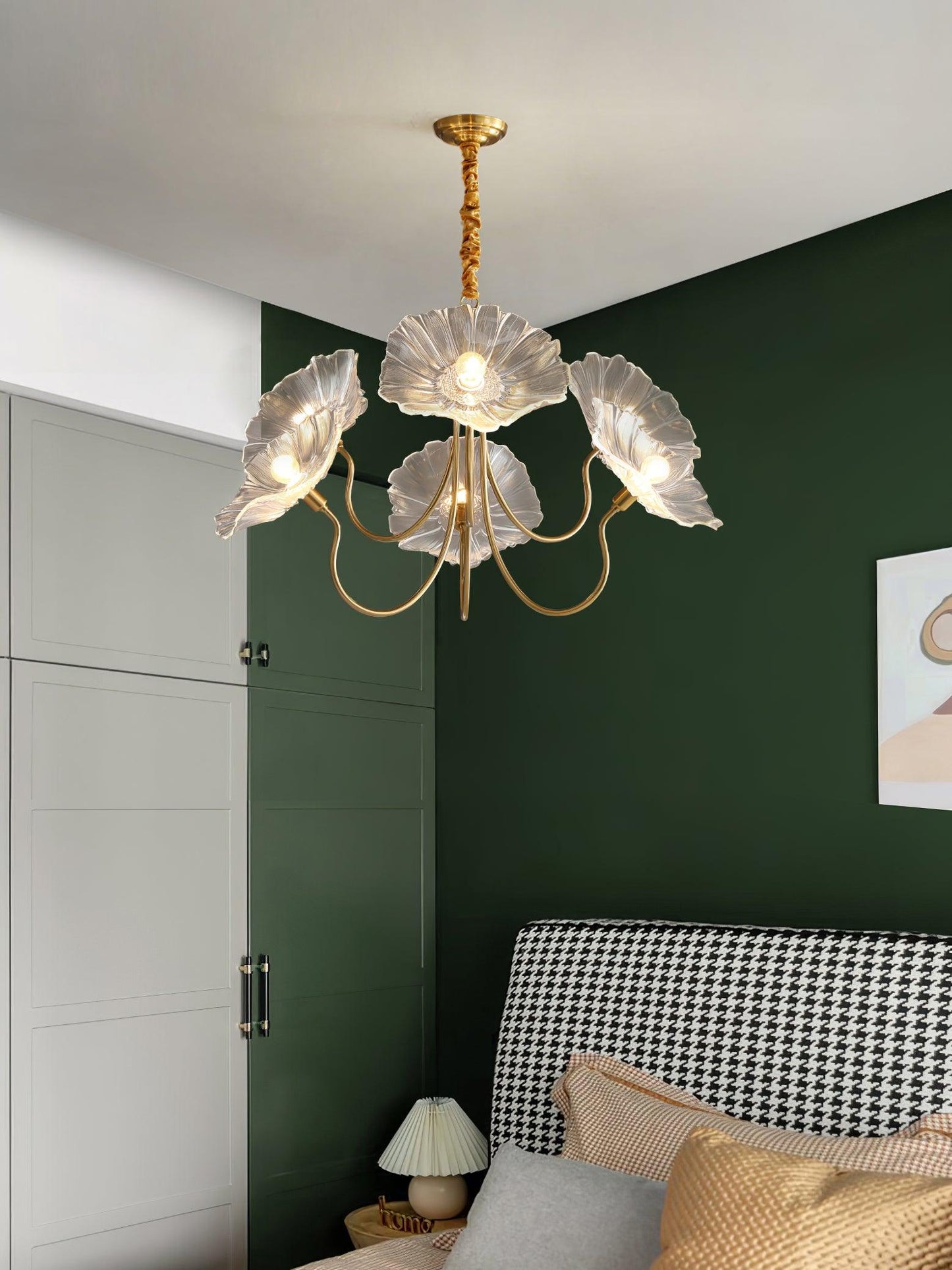 Leaf-Shaped Glass Chandelier | Elegant Frosted Design for Dining Rooms 5