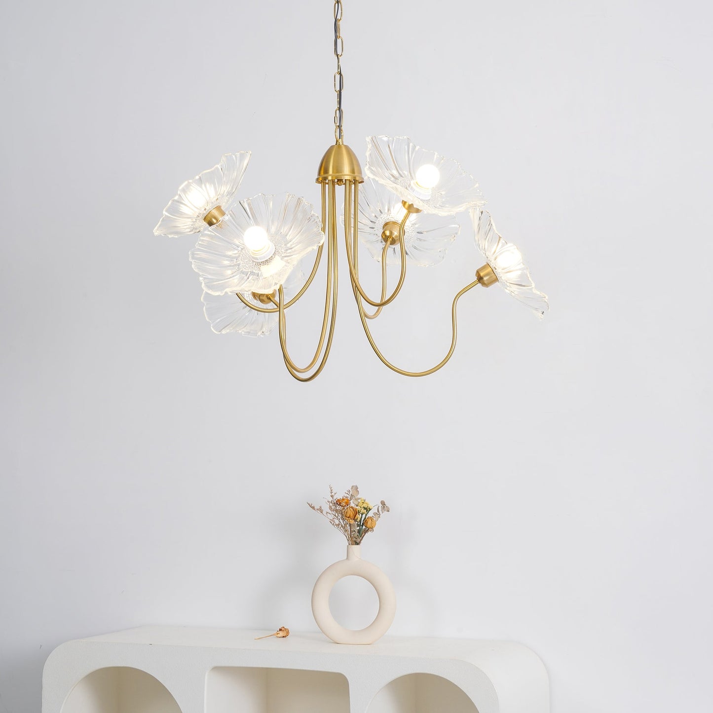 Leaf-Shaped Glass Chandelier | Elegant Frosted Design for Dining Rooms 7