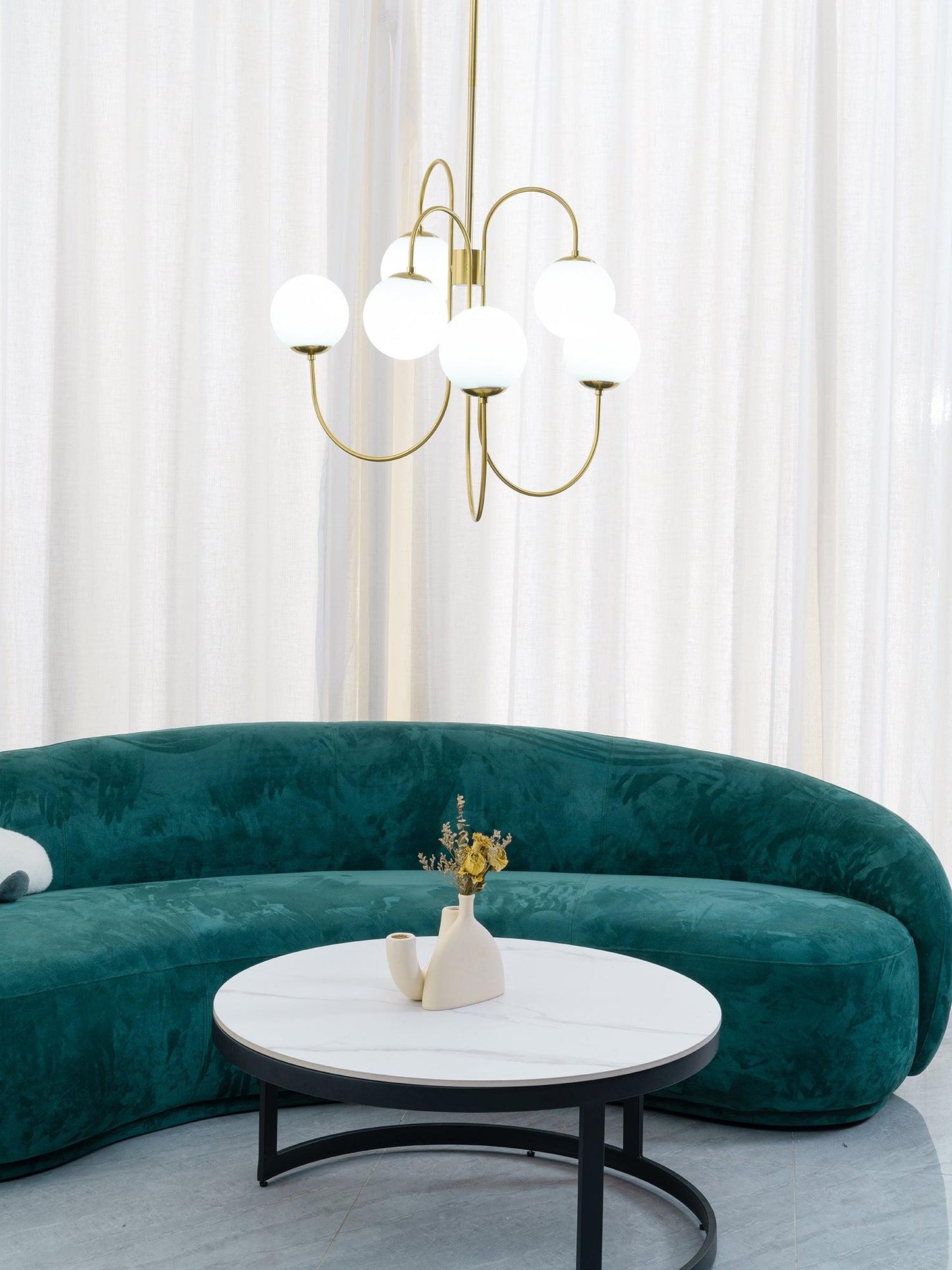 Modern Gooseneck Chandelier | Elegant Wrought Iron with Glass Shades 9