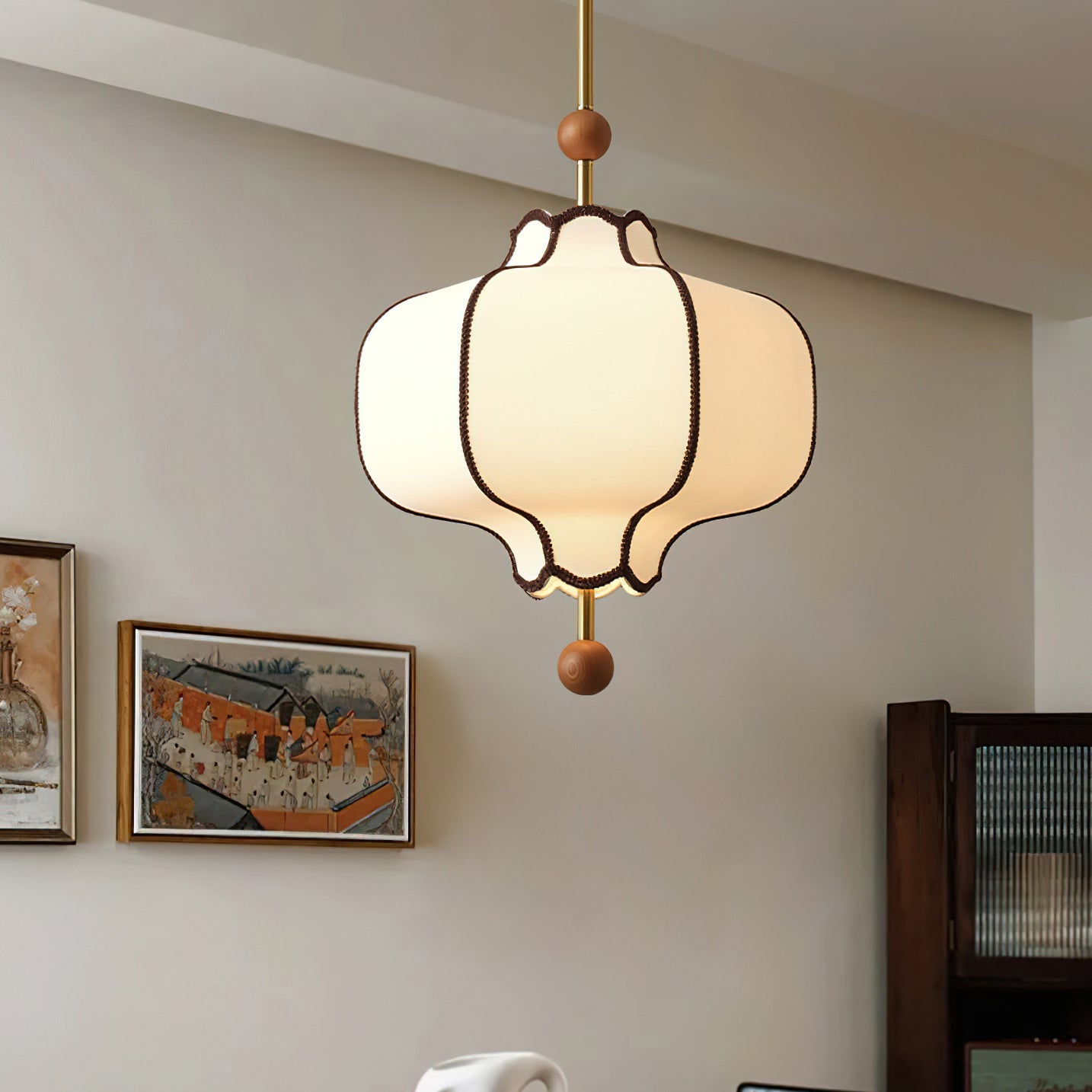 Lantern Pendant Light | Elegant Fabric Design for Warm Ambiance 3