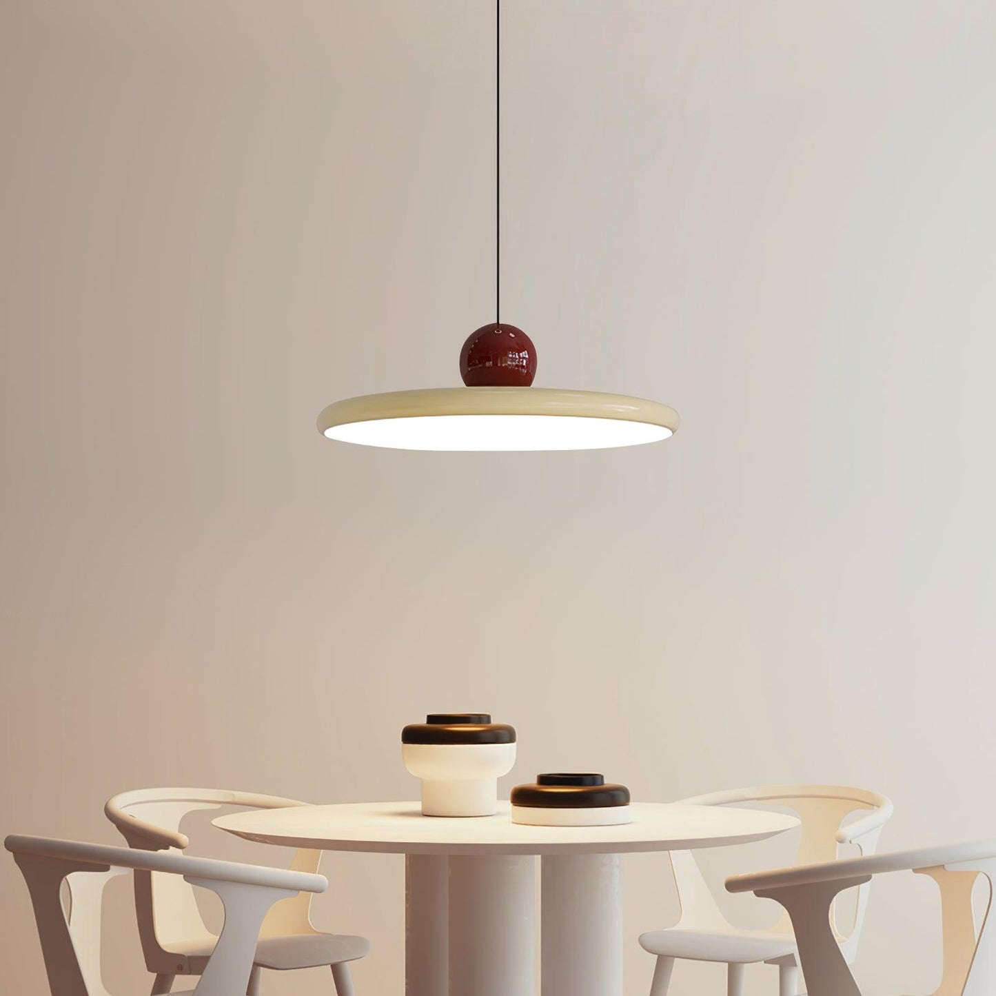 Pendant Swag Light | Modern Round Disk Design with Integrated LED 5
