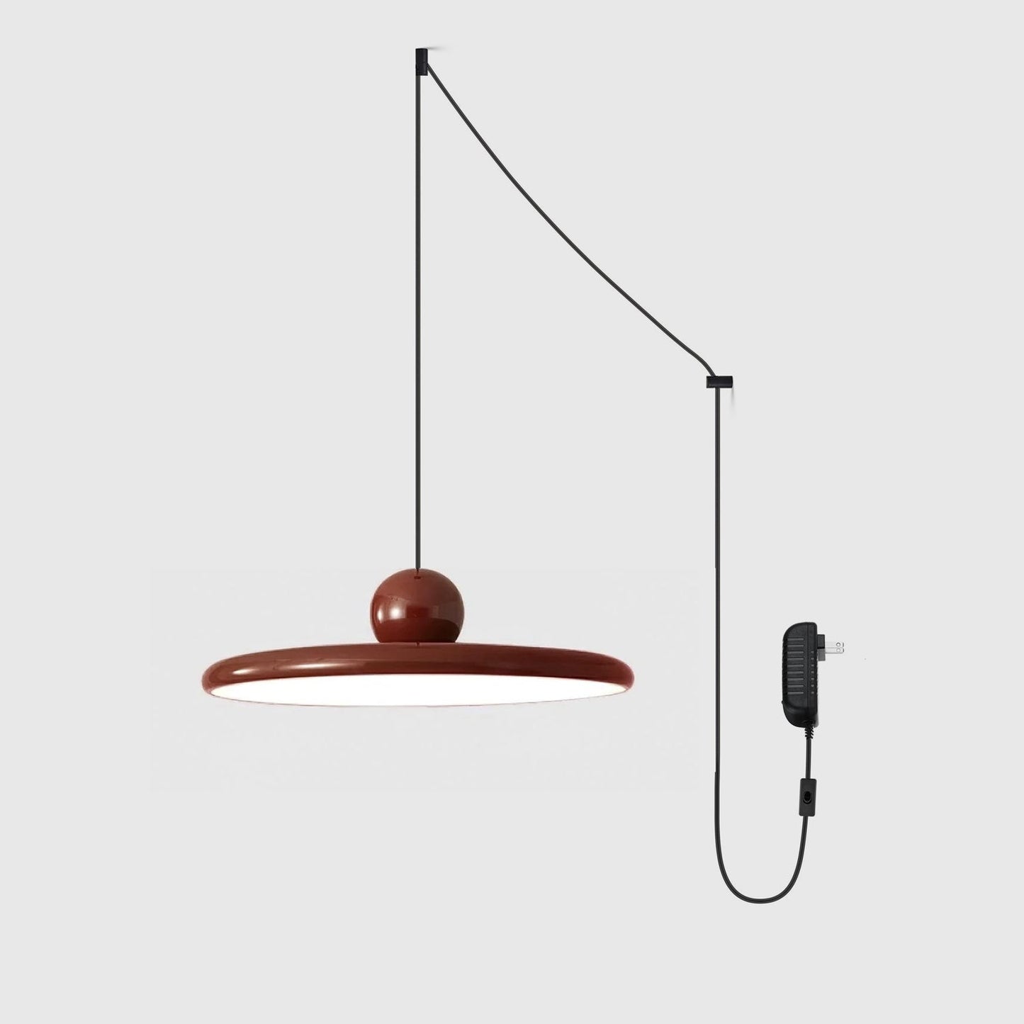 Pendant Swag Light | Modern Round Disk Design with Integrated LED 10