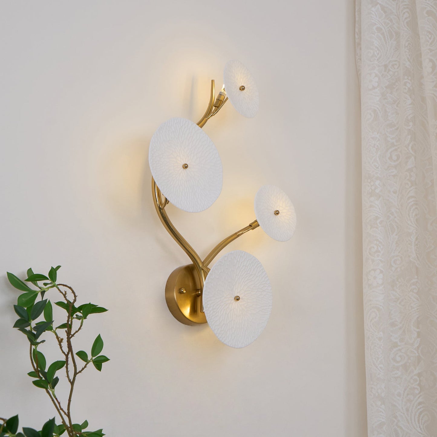 Lotus Petal Wall Sconce | Nature-Inspired Ceramic Design with Warm LED Light 5