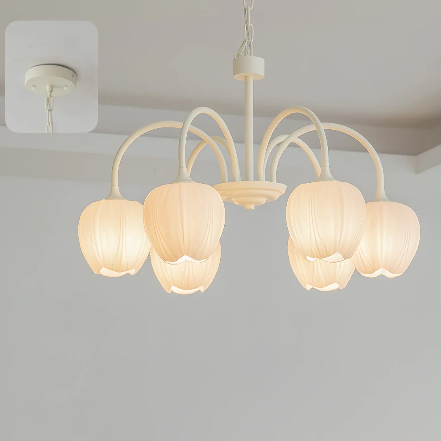 Modern Chandelier | Elegant White Glass Design for Stylish Interiors 11