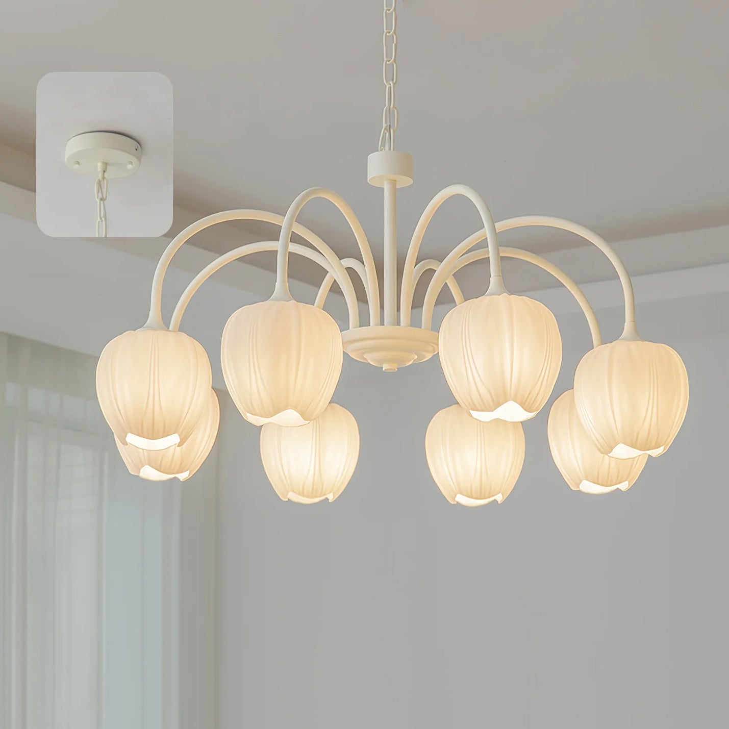 Modern Chandelier | Elegant White Glass Design for Stylish Interiors 13