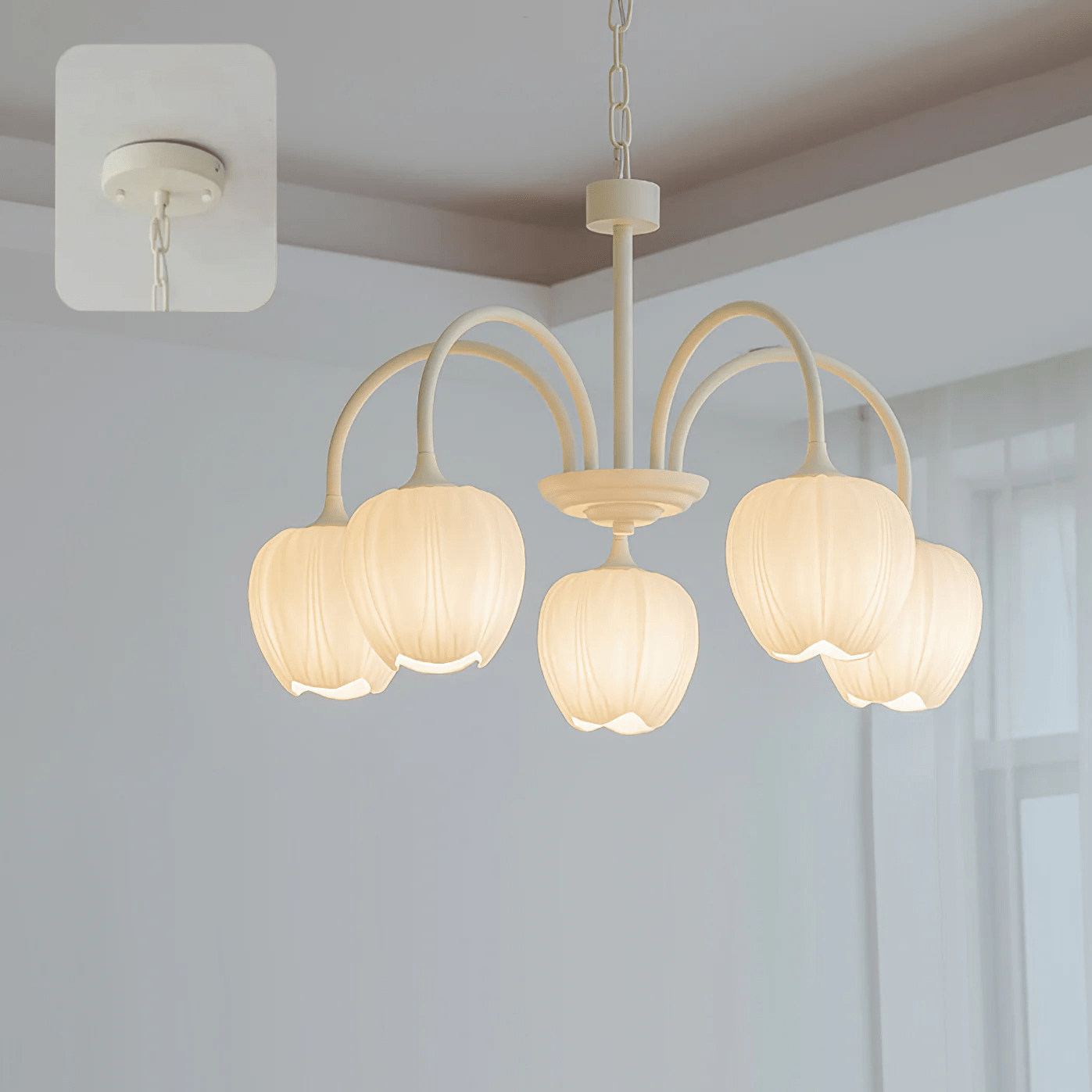Modern Chandelier | Elegant White Glass Design for Stylish Interiors 14