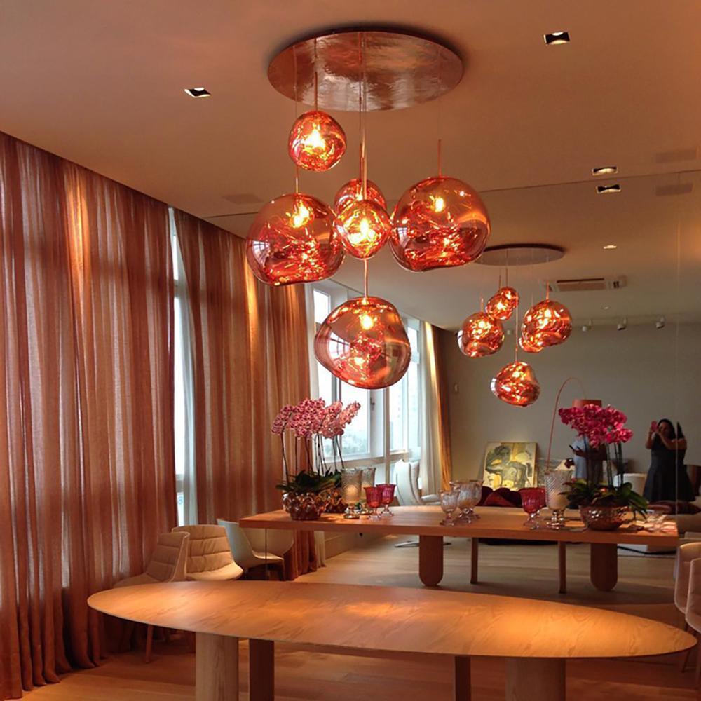 Modern Lava Pendant Lamp | Twisted Copper Design with Adjustable Height 9