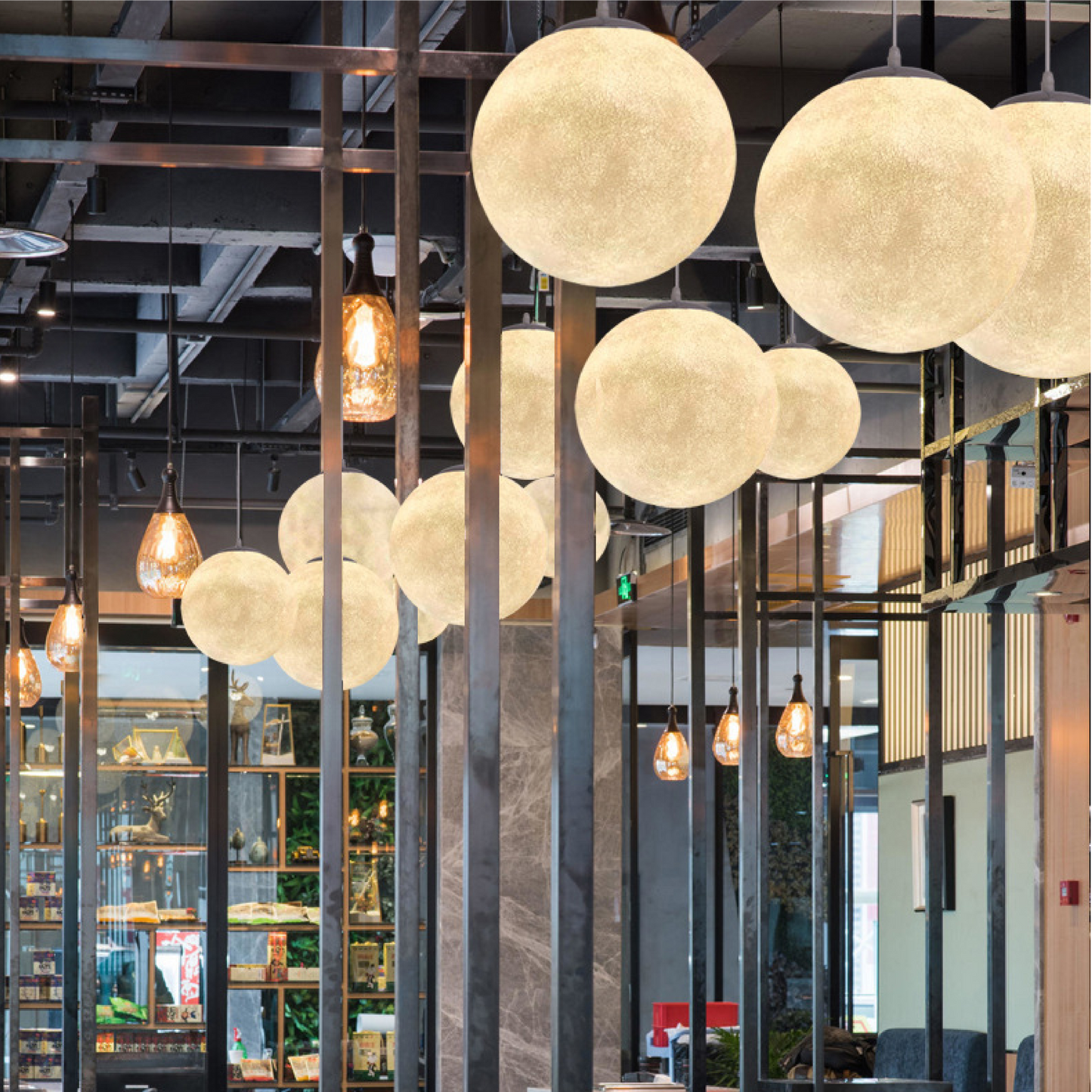 Moon Pattern Pendant Lamp | Serene Bamboo Shade with LED Lighting 6