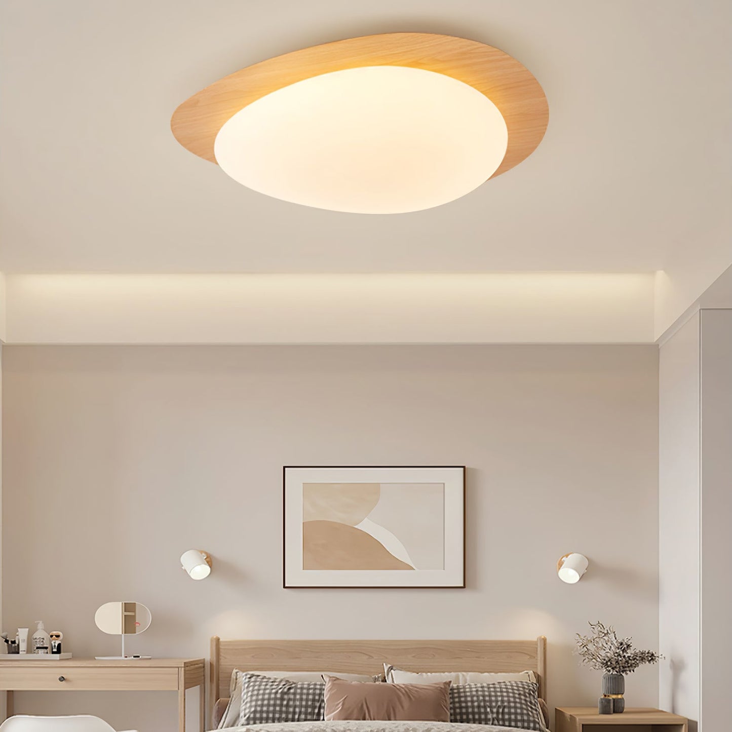 Flush Mount Ceiling Light | Elegant Walnut Design with Integrated LED Options 4