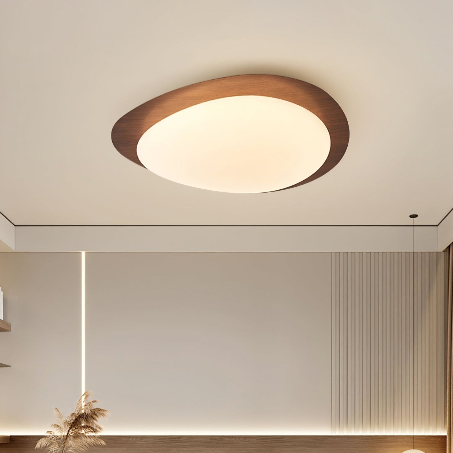 Flush Mount Ceiling Light | Elegant Walnut Design with Integrated LED Options 5