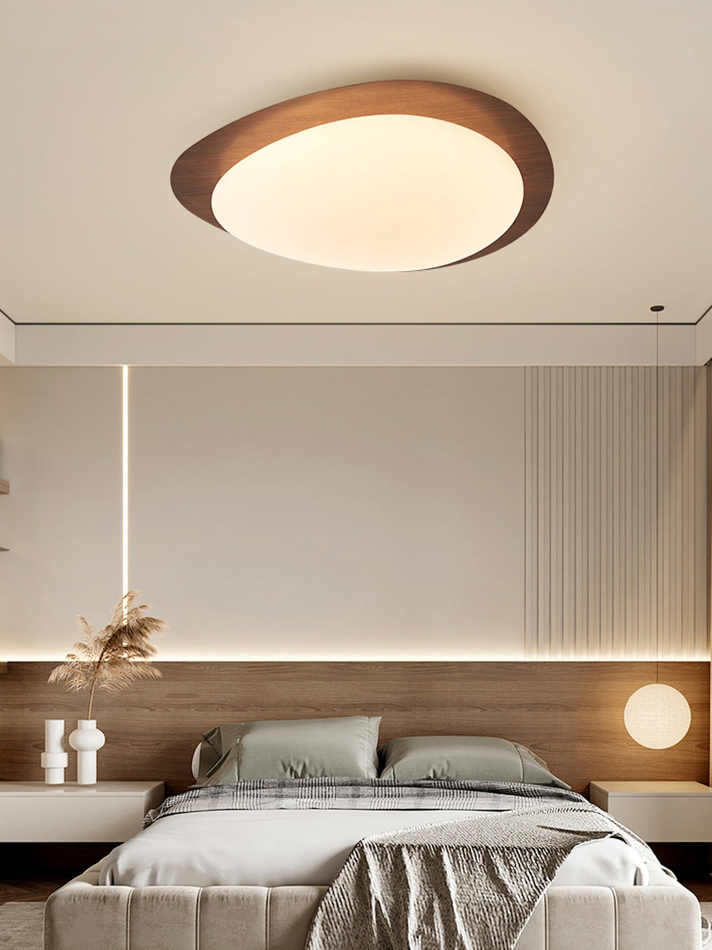 Flush Mount Ceiling Light | Elegant Walnut Design with Integrated LED Options 7