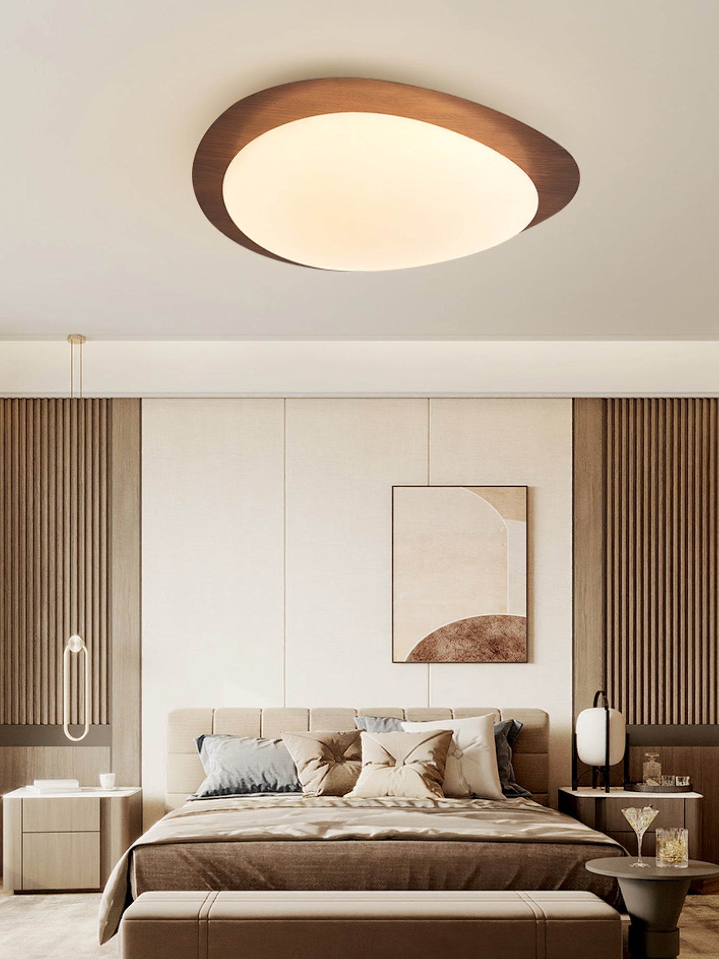Flush Mount Ceiling Light | Elegant Walnut Design with Integrated LED Options 9