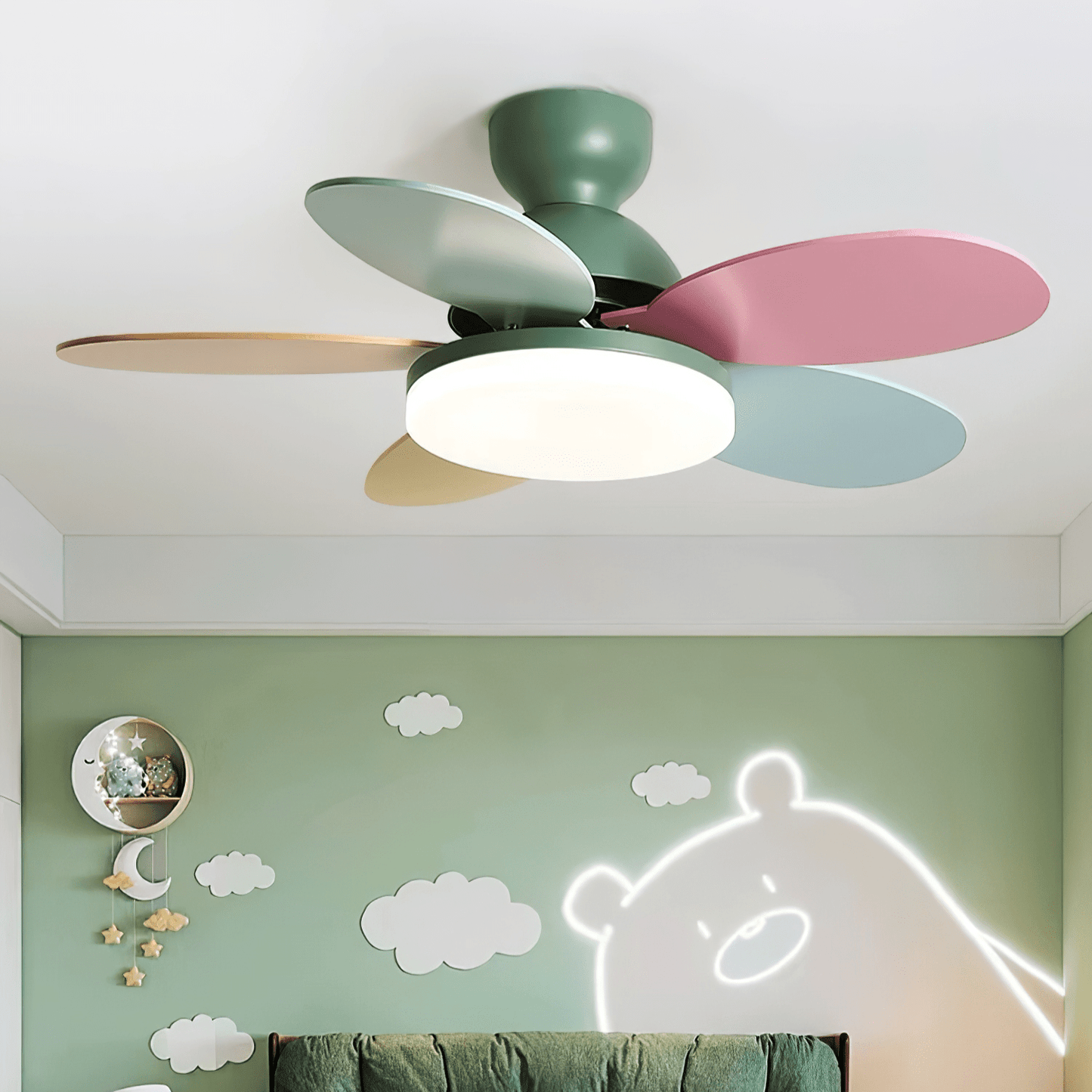 Ceiling Fan Light | Elegant Flower Petal Design with LED Lighting 4