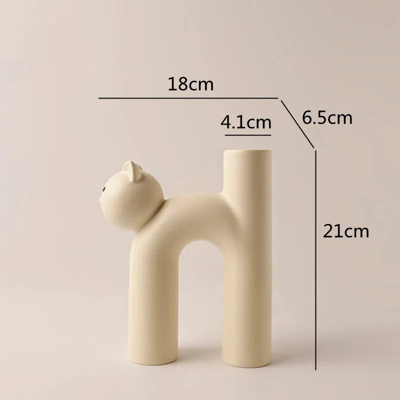 Cat-Themed Ceramic Vase | Unique Decor for Cat Lovers 7
