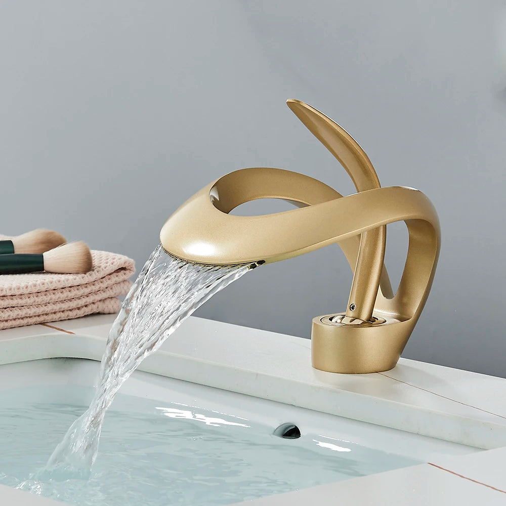 Waterfall Basin Faucet | Luxurious Brass Design for Spa-Like Experience 3