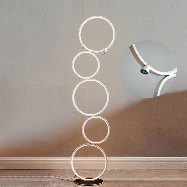 Minimalist Floor Lamp | Five Interconnected Rings with Dimmable LED 3