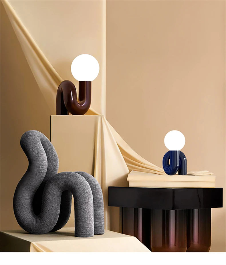 Postmodern Resin Curl Lamp | Artistic Design with Energy-Saving LED 4