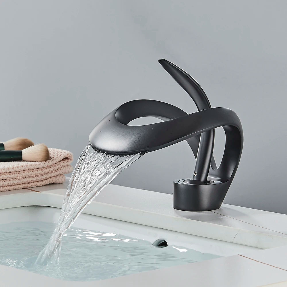 Waterfall Basin Faucet | Luxurious Brass Design for Spa-Like Experience 1