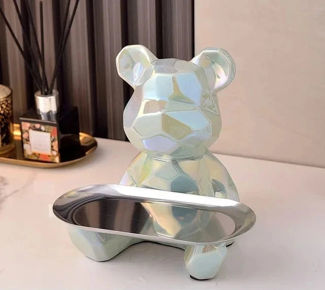 Geometric Bear Statue | Stylish Design with Built-in Storage Tray 6