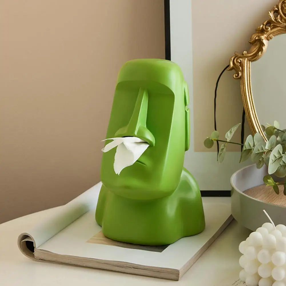 Easter Island Bust Tissue Box | Unique Ceramic Design for Home Decor 5